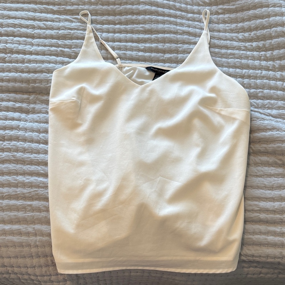 Banana Republic Factory White Satin V-Neck Camisole